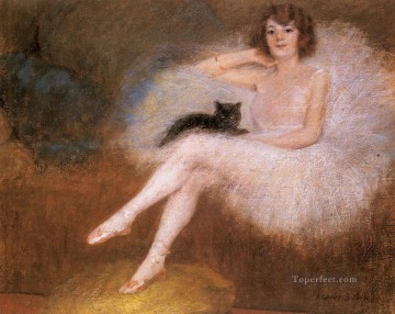 猫 Painting - 黒猫とバレリーナ バレエ ダンサー キャリア ベルーズ ピエール
